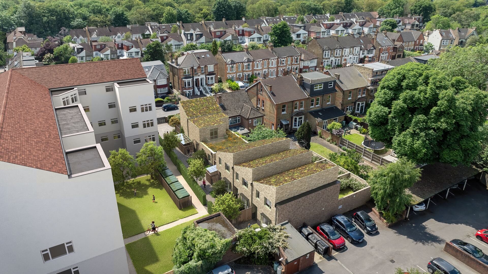 Harley Mews aerial view